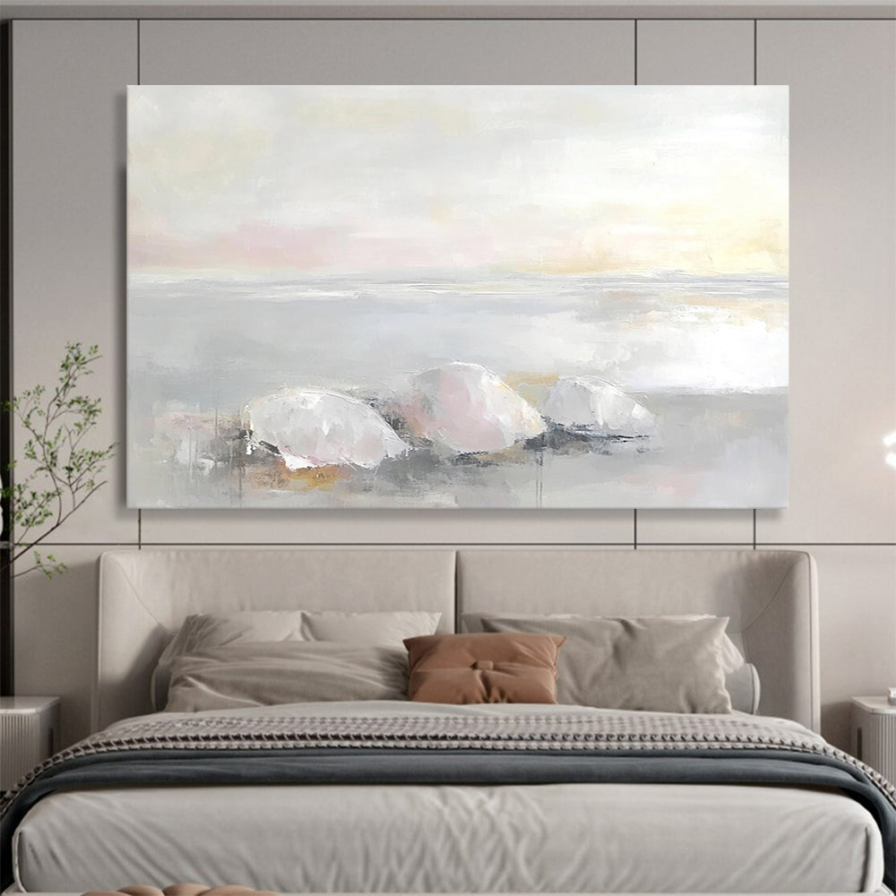Pastel Seaside Stones Abstract Painting with Delicate Hues DYP337