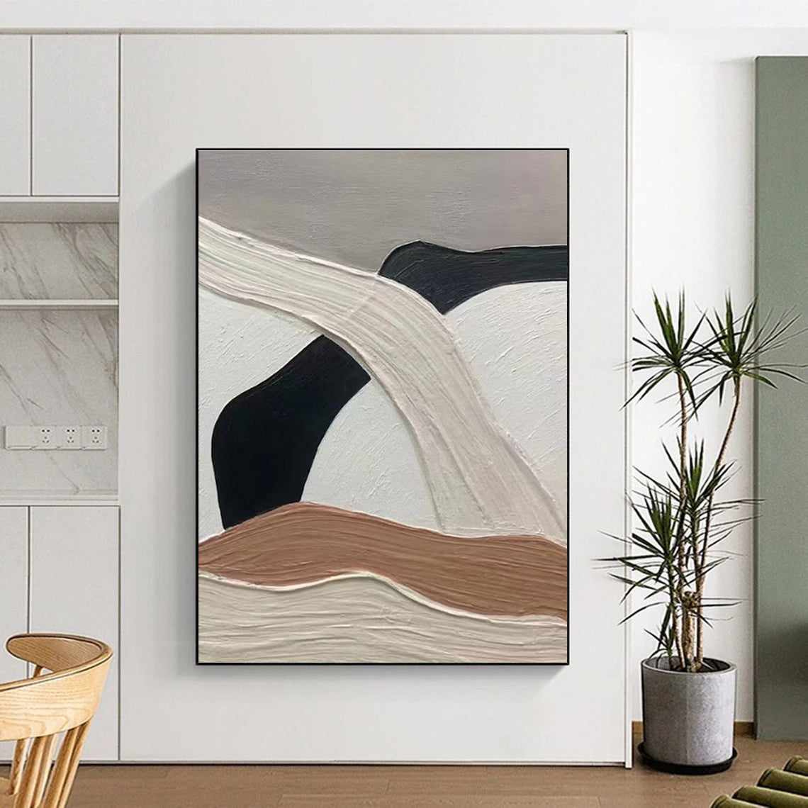 Neutral Tones Abstract Painting with Curved Forms ADGE522