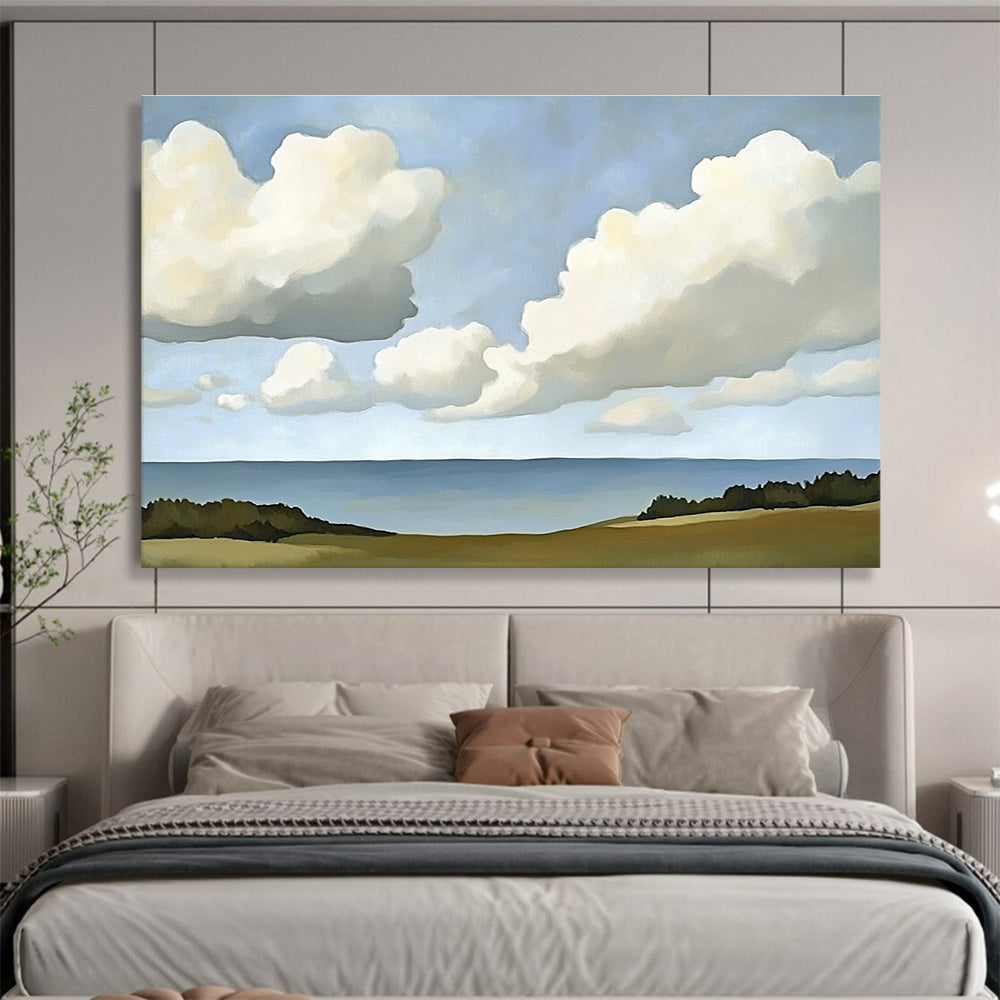 Clouds Over the Sea Minimalist Abstract Painting with Soft Whites DYP598