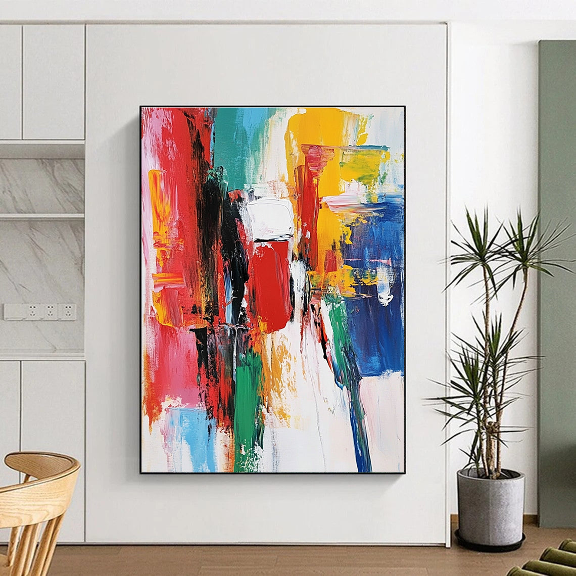 Colorful Block Abstract Painting with Bold Hues GER786