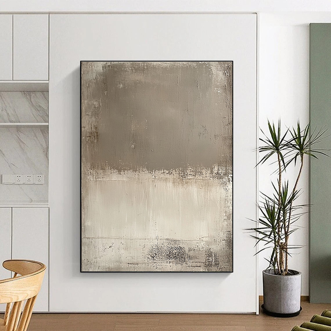 Gray and Beige Abstract Painting with Subtle Transitions GER119