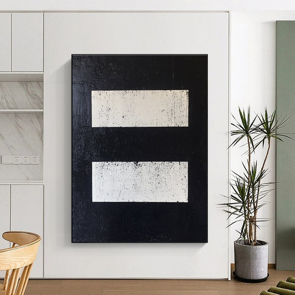 Black and White Rectangles Abstract Painting GER876