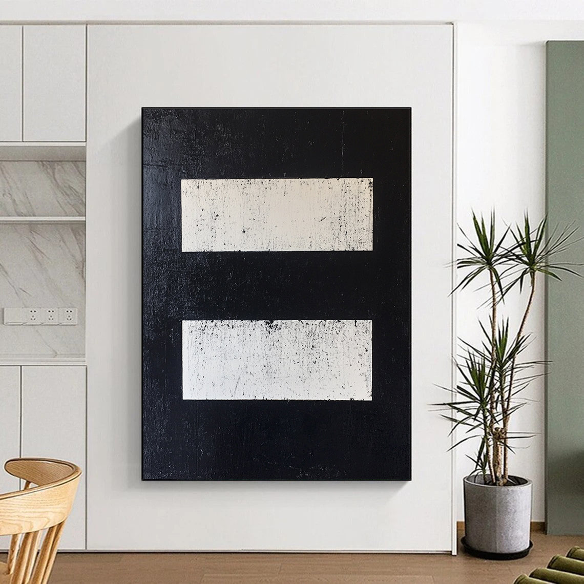 Black and White Rectangles Abstract Painting GER876