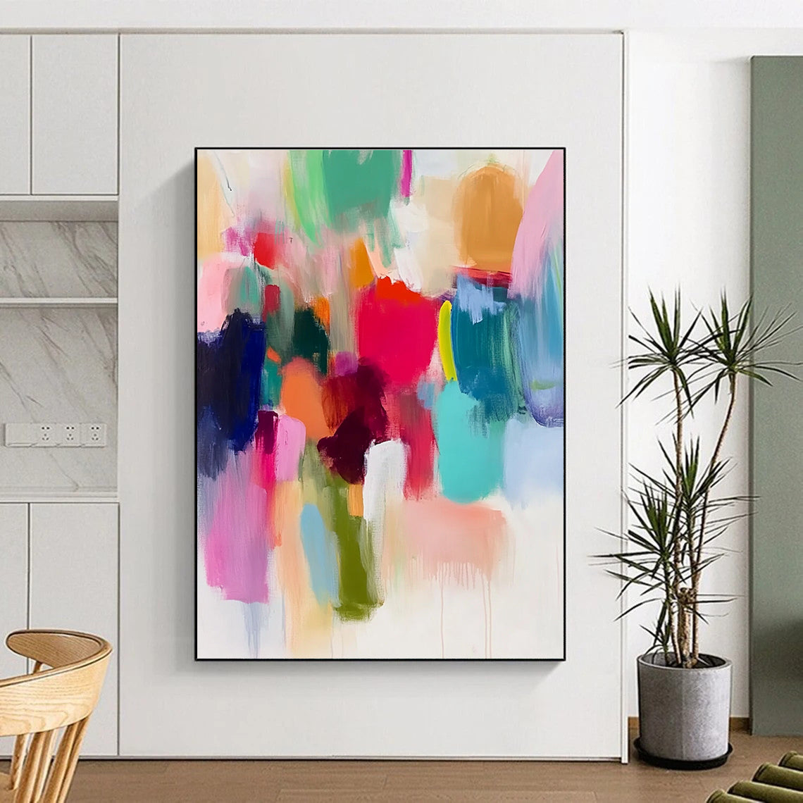 Vivid Color Block Abstract Painting with Diverse Hues GER626