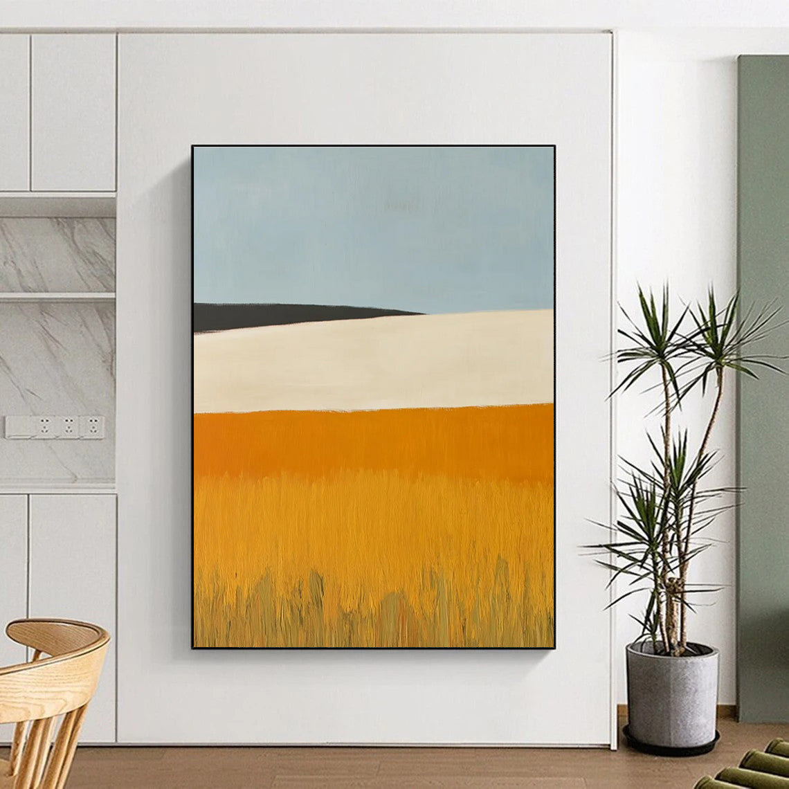 Minimalist Landscape Abstract Painting with Bold Color Blocks ADGE434
