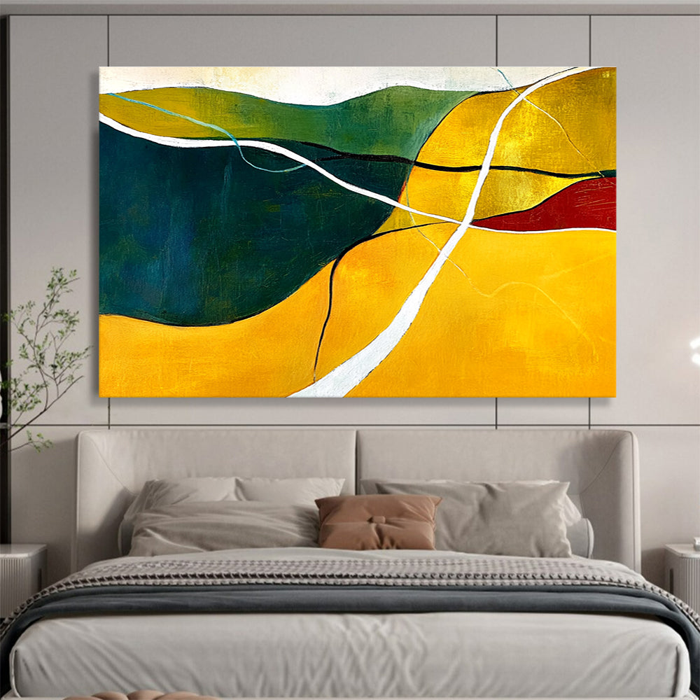 Colorful Landscape Abstract Painting with Rolling Hills Motif DYP427