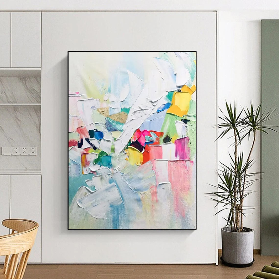 Colorful Block Abstract Painting with White Dominance (Repeat) ADGE279
