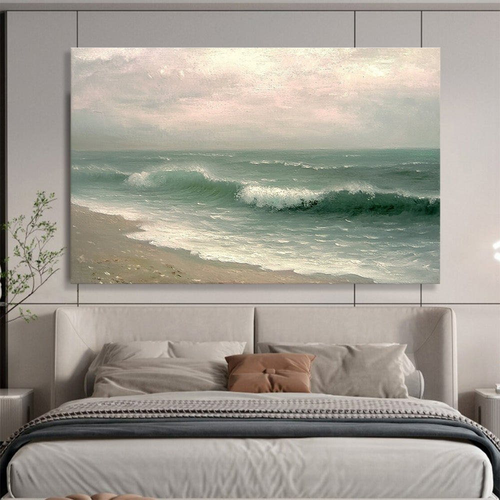 Realistic Sea Waves Abstract Painting with Soft Sky DYP156