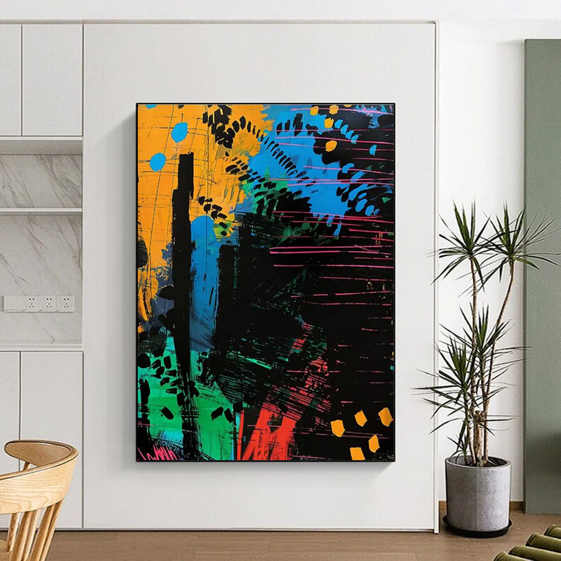 Colorful Abstract Painting with Dynamic Lines and Shapes ADGE096