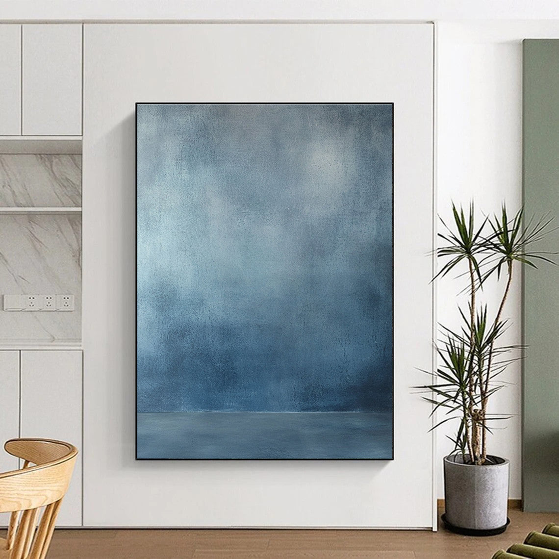Blue Gray Textured Background Abstract Painting with Subtle Depth GER026
