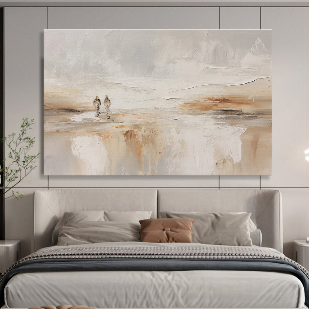 Beige Grey Figure Abstract Painting THY079