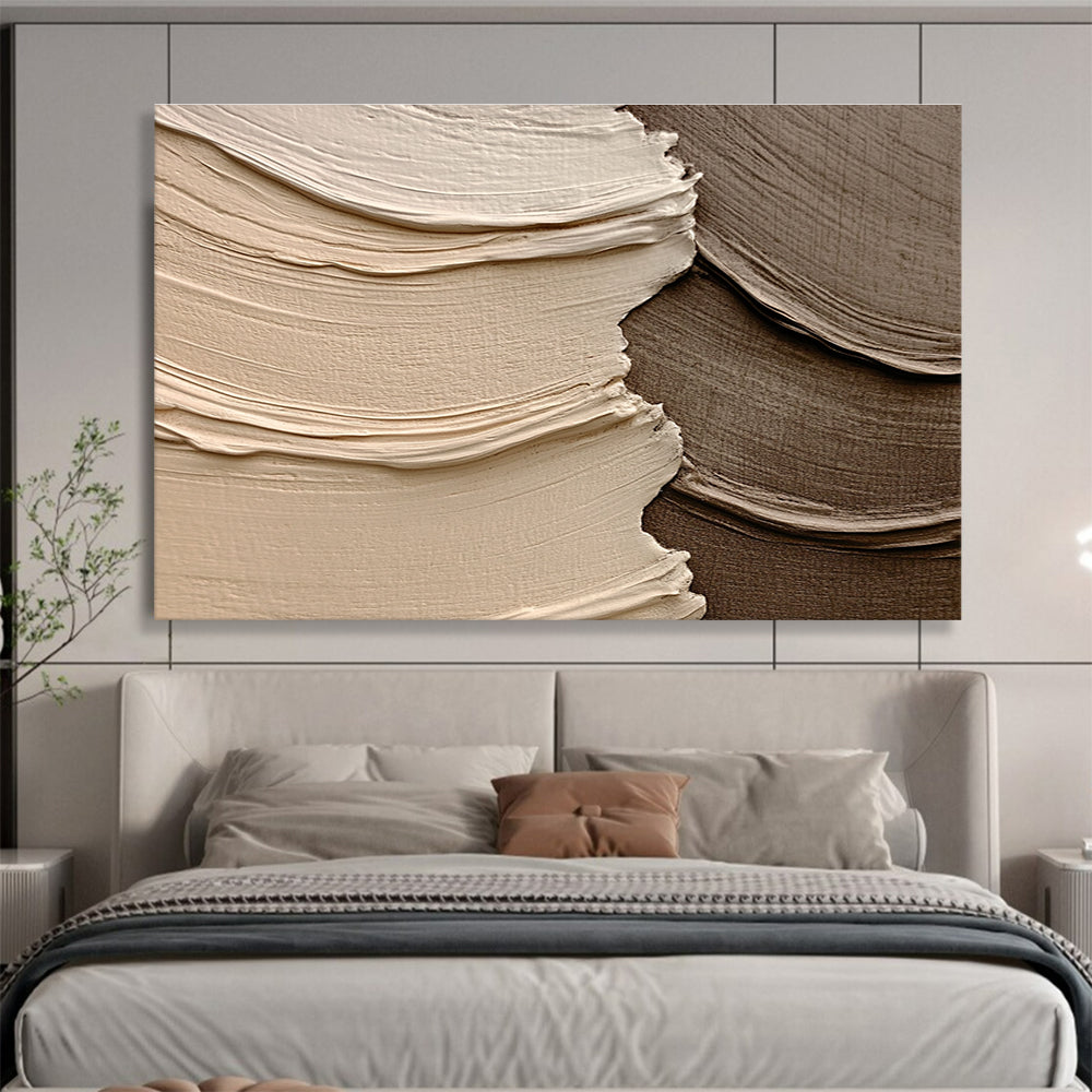 Beige Brown Textured - Rippled Shapes Abstract Painting DYP041