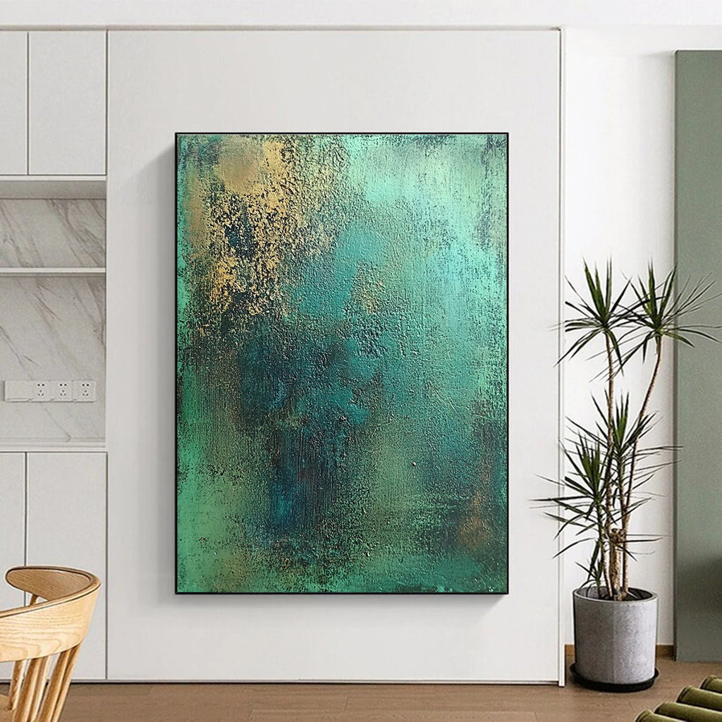 Teal and Gold Textured Abstract with Earthy Accents GER286