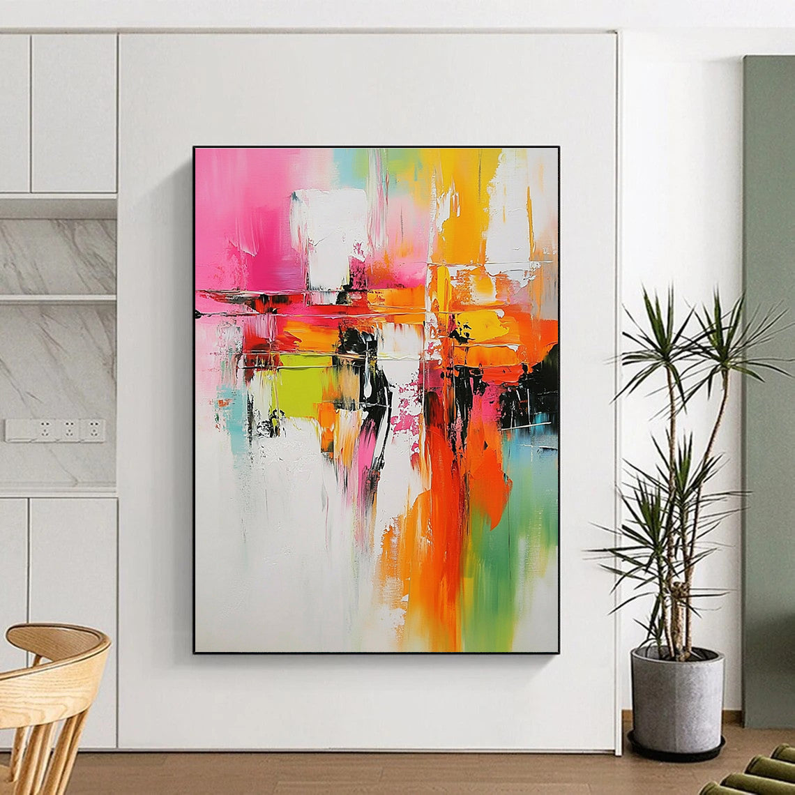 Vivid Color Block Abstract Painting with Bold Contrasts GER684