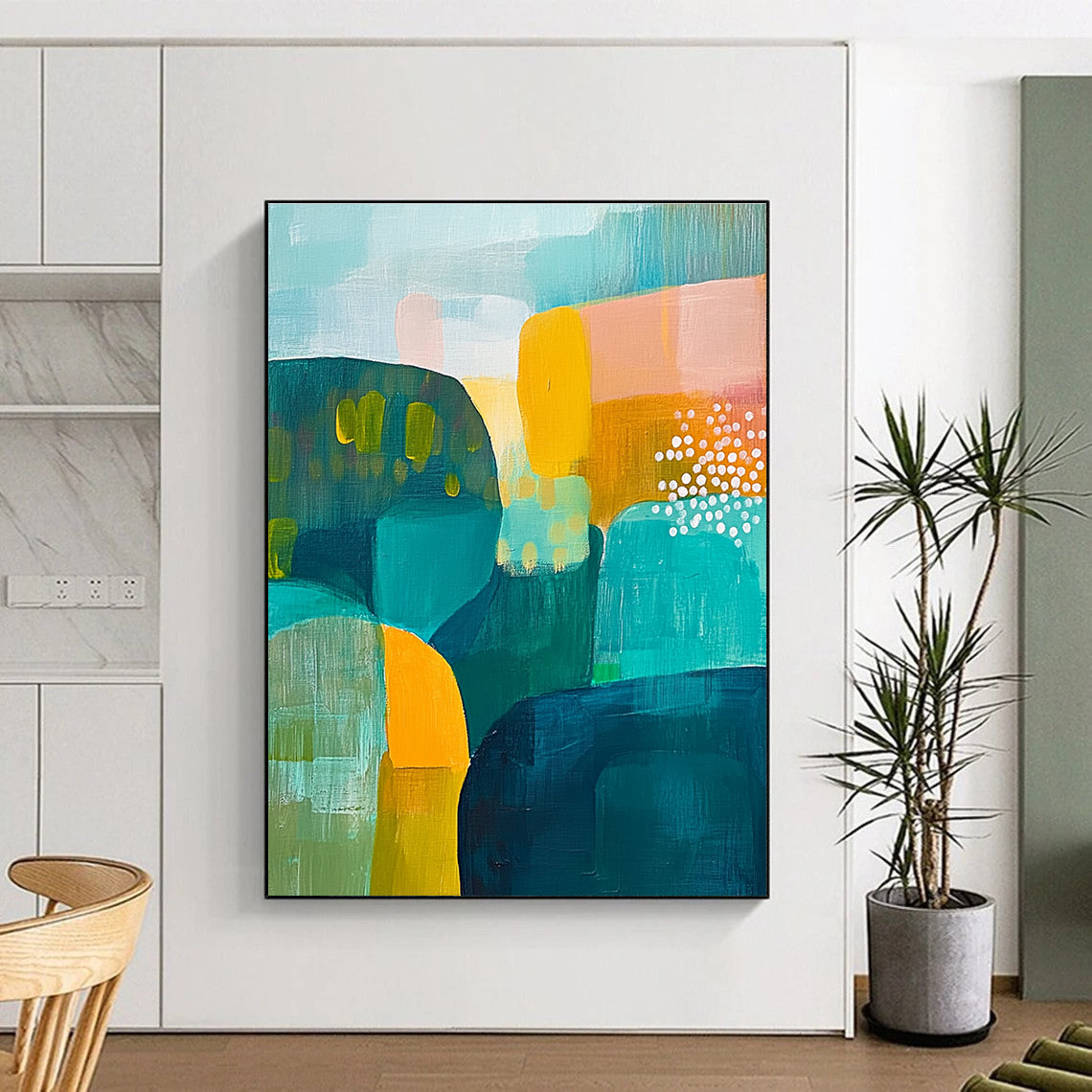 Colorful Abstract Shapes Painting with Vibrant Energy GER174