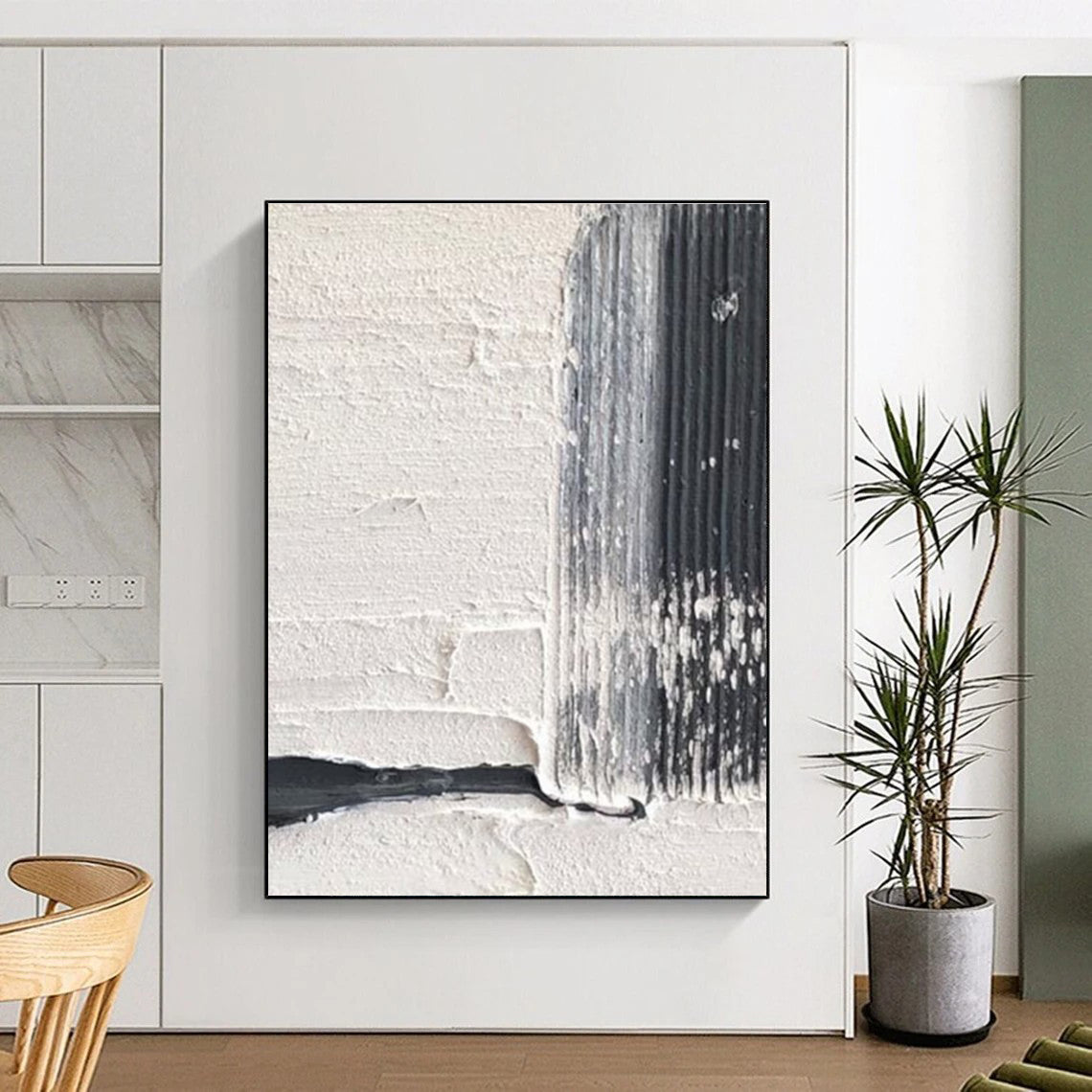 White and Gray Ribbed - texture Abstract Art ADGE366