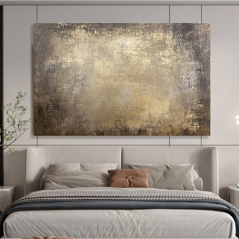 Large abstract canvas featuring distressed light brown tones with a textured rustic background perfect for an earthy decor style.SC533
