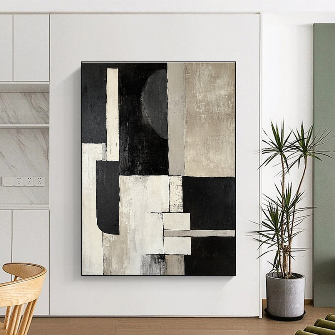 Geometric Neutral Abstract Painting with Clean Lines GER532