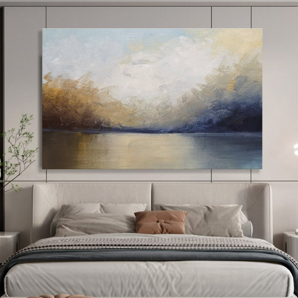 Soft Toned Lake Sky Abstract Painting THY040