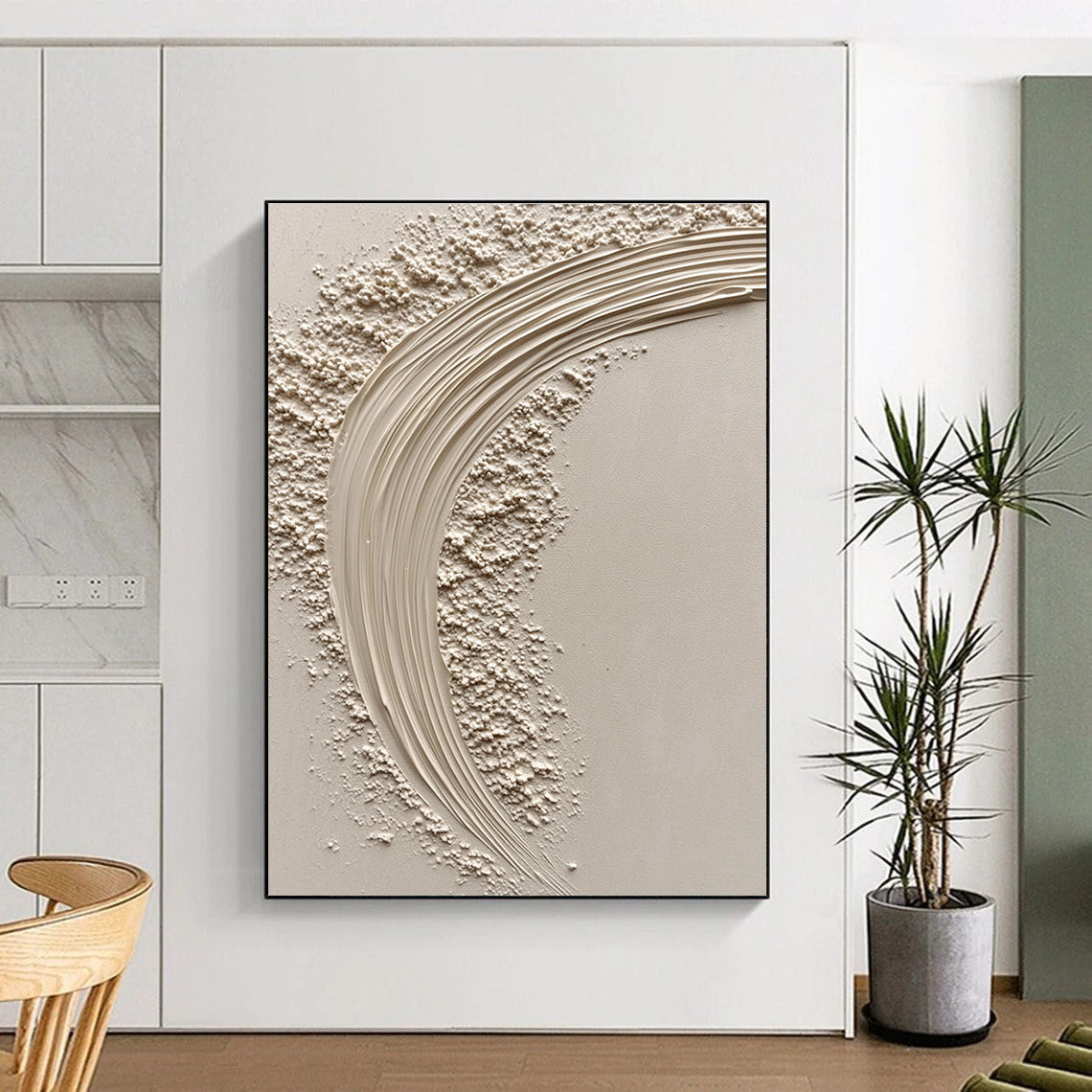 Textured Crescent Abstract in Beige Tones GER307