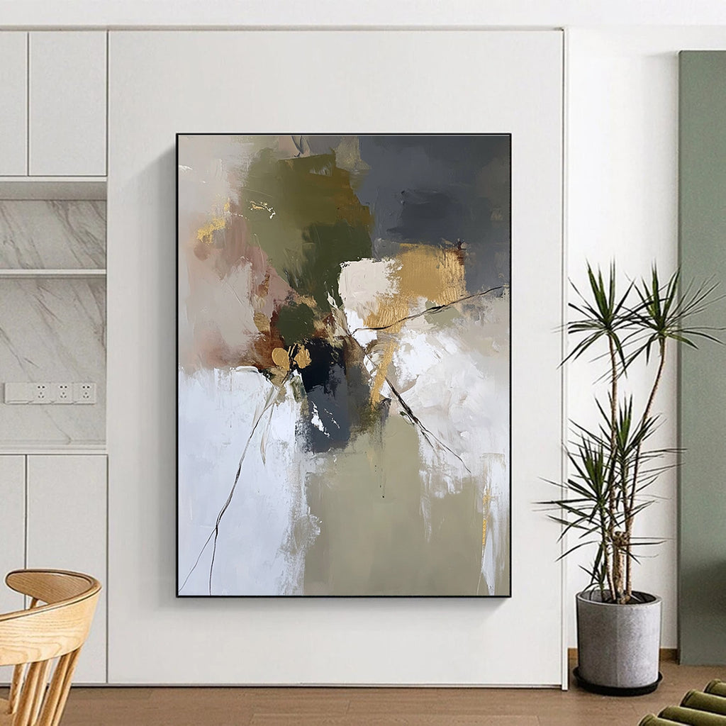 Earth Tone Abstract Painting with Textured Accents GER465