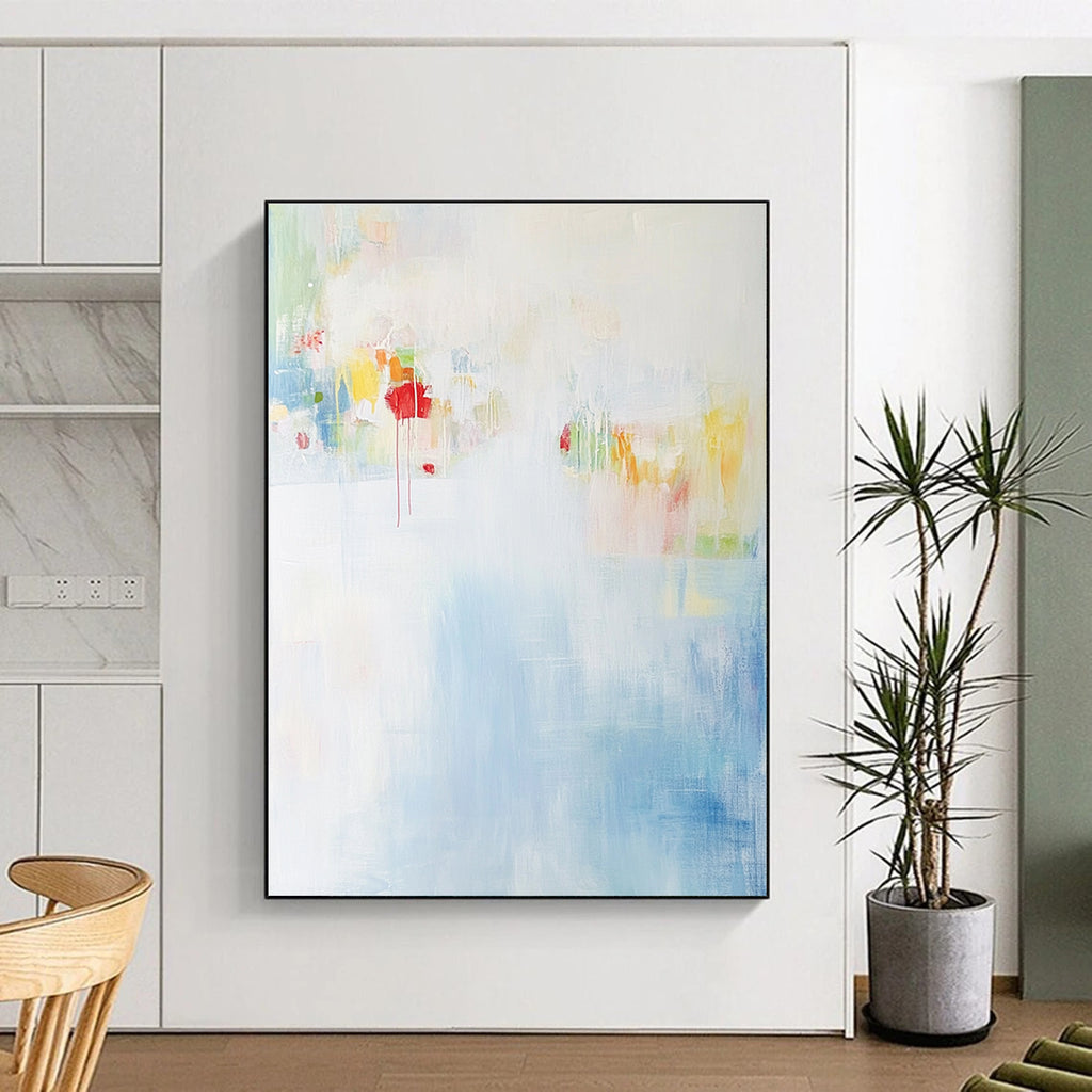 Light - hued Colorful Abstract Painting with Subtle Drips GER411