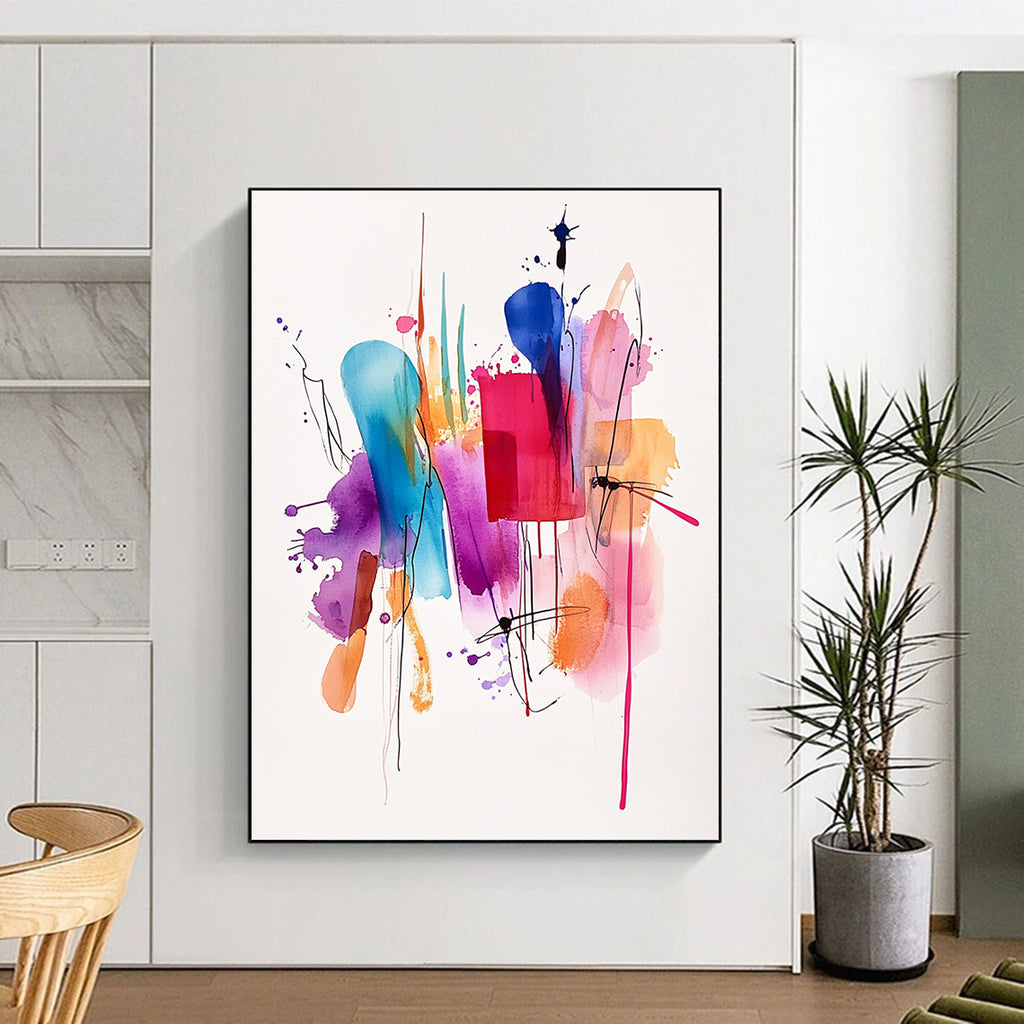 Colorful Splash Abstract Painting with Fluid Lines GER735
