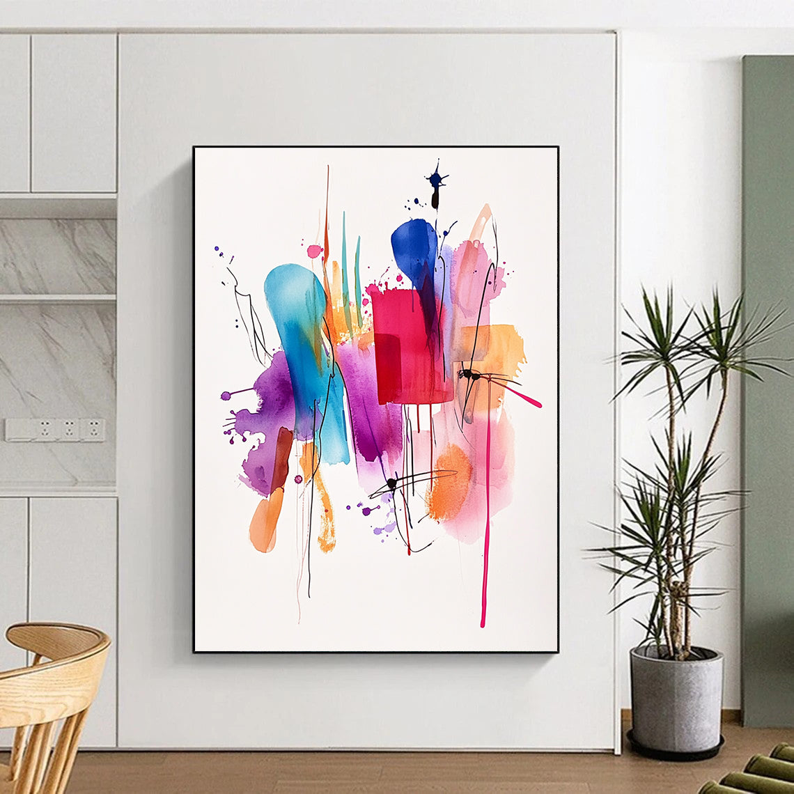 Colorful Splash Abstract Painting with Fluid Lines GER735