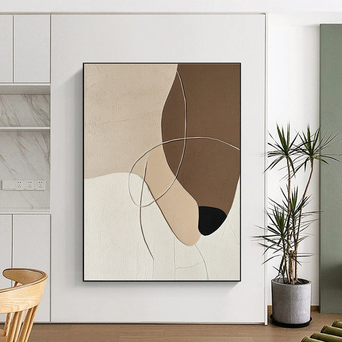 Neutral Tones Abstract Painting with Intricate Lines GER149