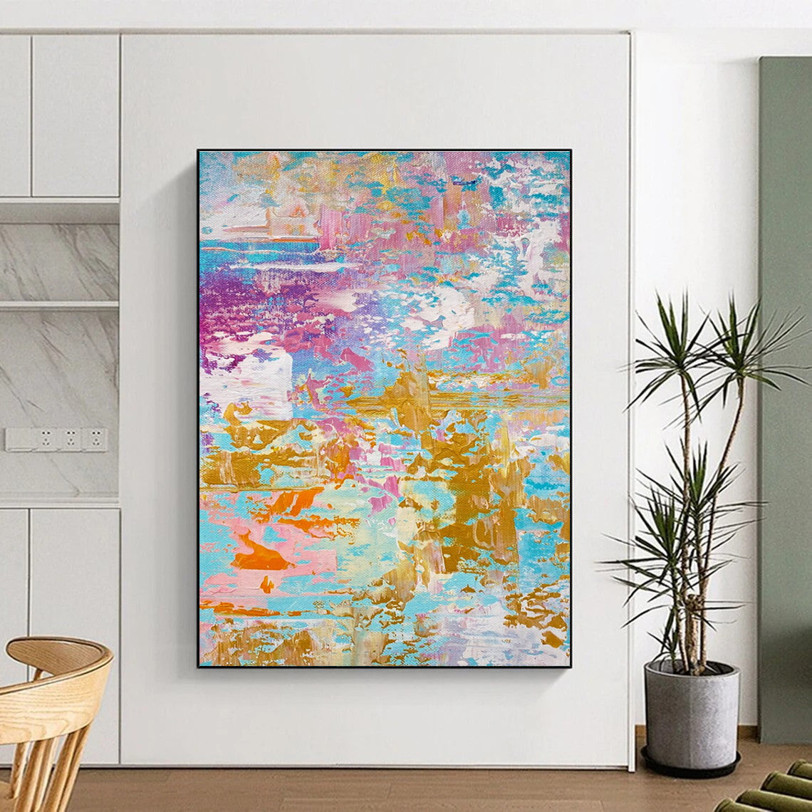 Pastel - Gold Abstract Painting with Layered Colors ADGE464
