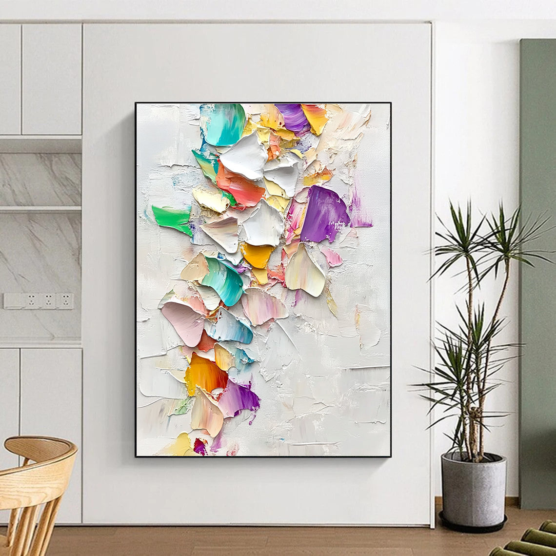 Colorful Petal Abstract Painting with Thick Textures GER484