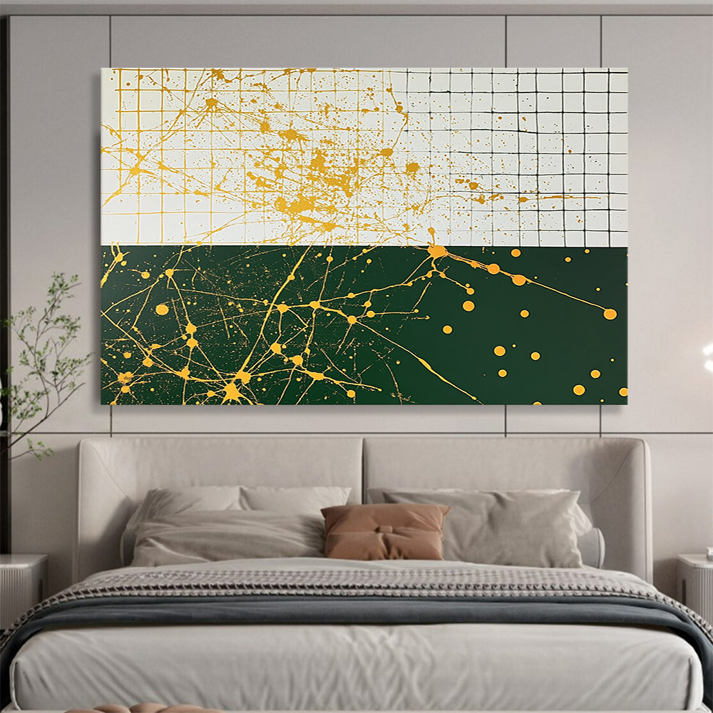 Yellow and Green - Splatter Grid Abstract Painting DYP062