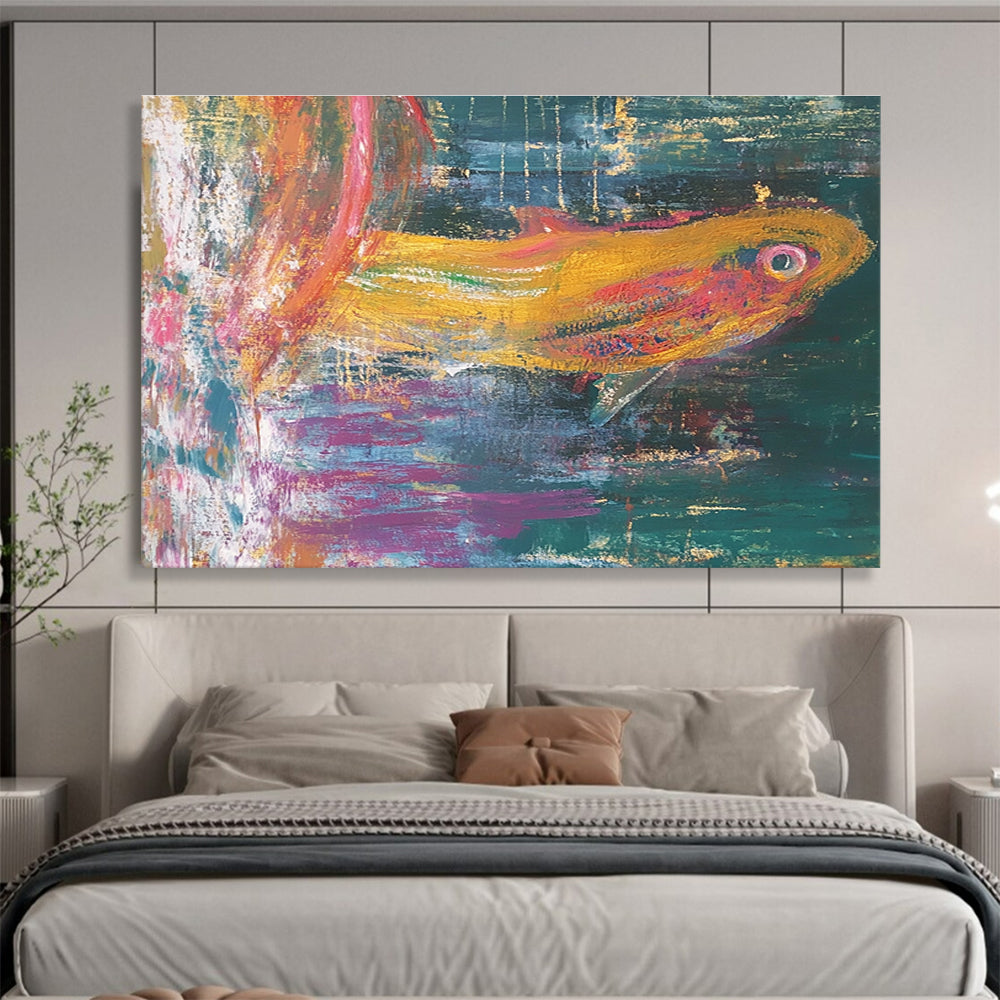 Colorful Fish - Expressive Aquatic Abstract Painting DYP034