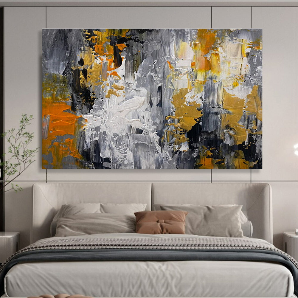 Gray Gold Abstract Painting with Urban Sophistication THY358