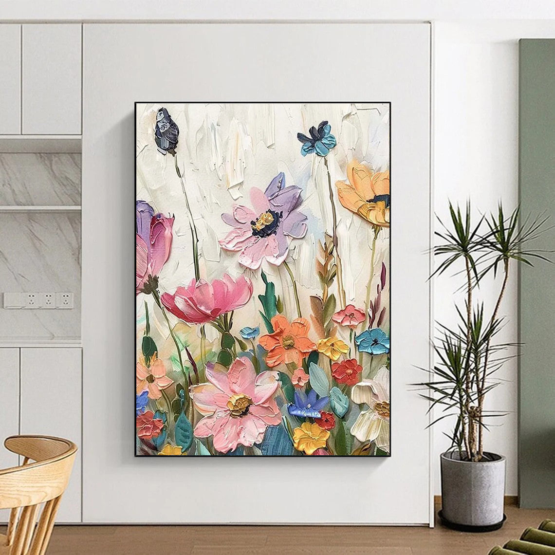 Colorful Textured Flower Field Abstract Painting ADGE081