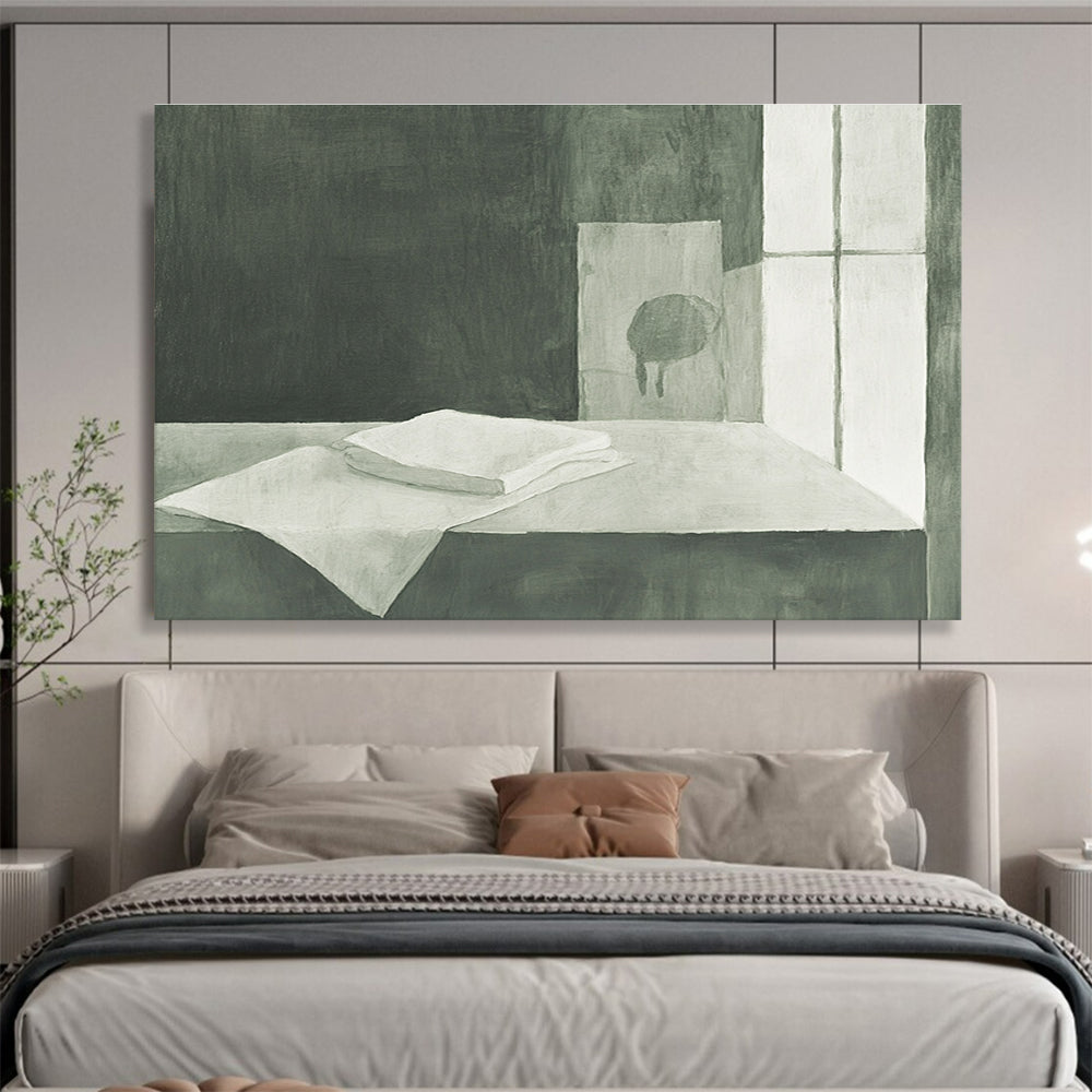 Monochrome Still Life Abstract Painting with White Cloth DYP162