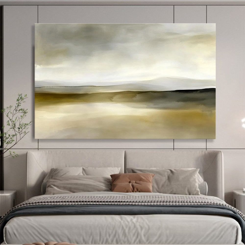 Neutral Landscape Abstract Painting in Gray and Beige DYP447