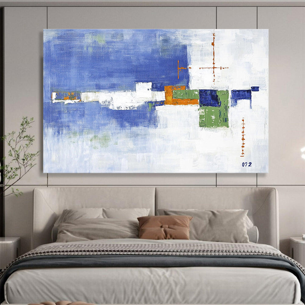 Blue and Green Geometric Abstract Painting DYP086