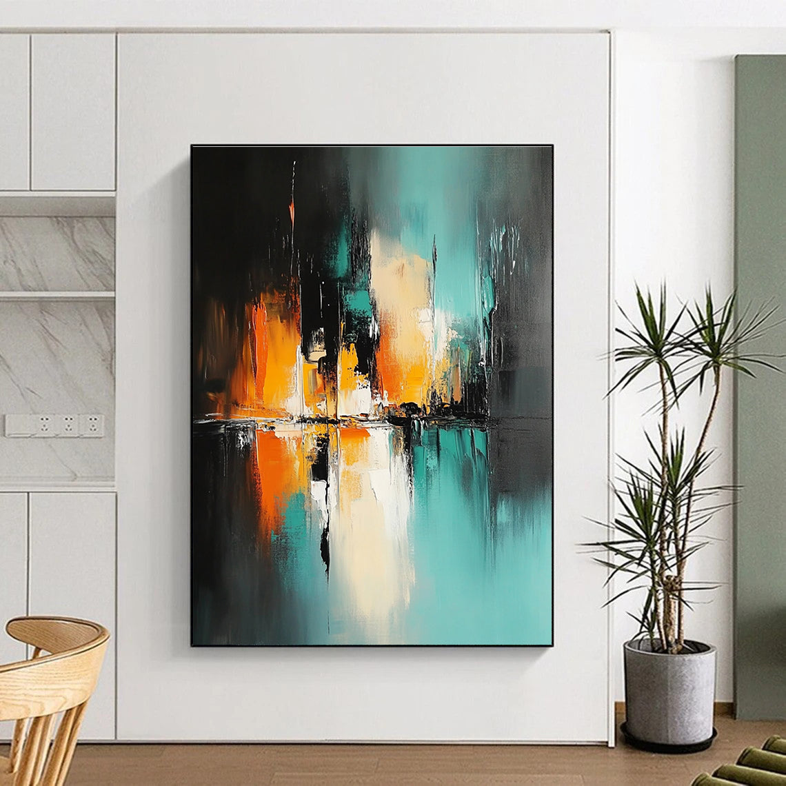 Colorful Reflection Abstract Painting with Dark and Bright Tones GER720