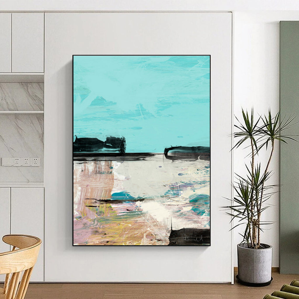 Coastal Abstract in Blue with Colorful Accents Painting ADGE197