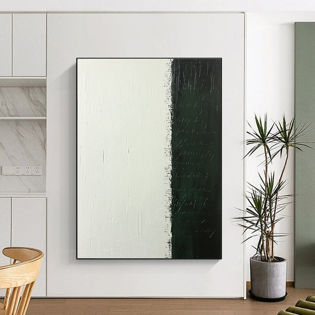 Split - Color Abstract with White and Dark Green GER308