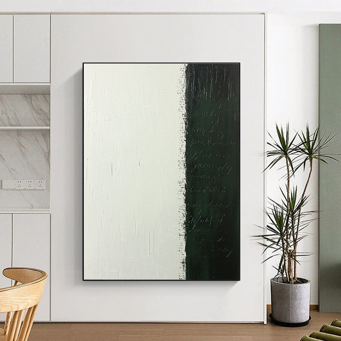 Split - Color Abstract with White and Dark Green GER308