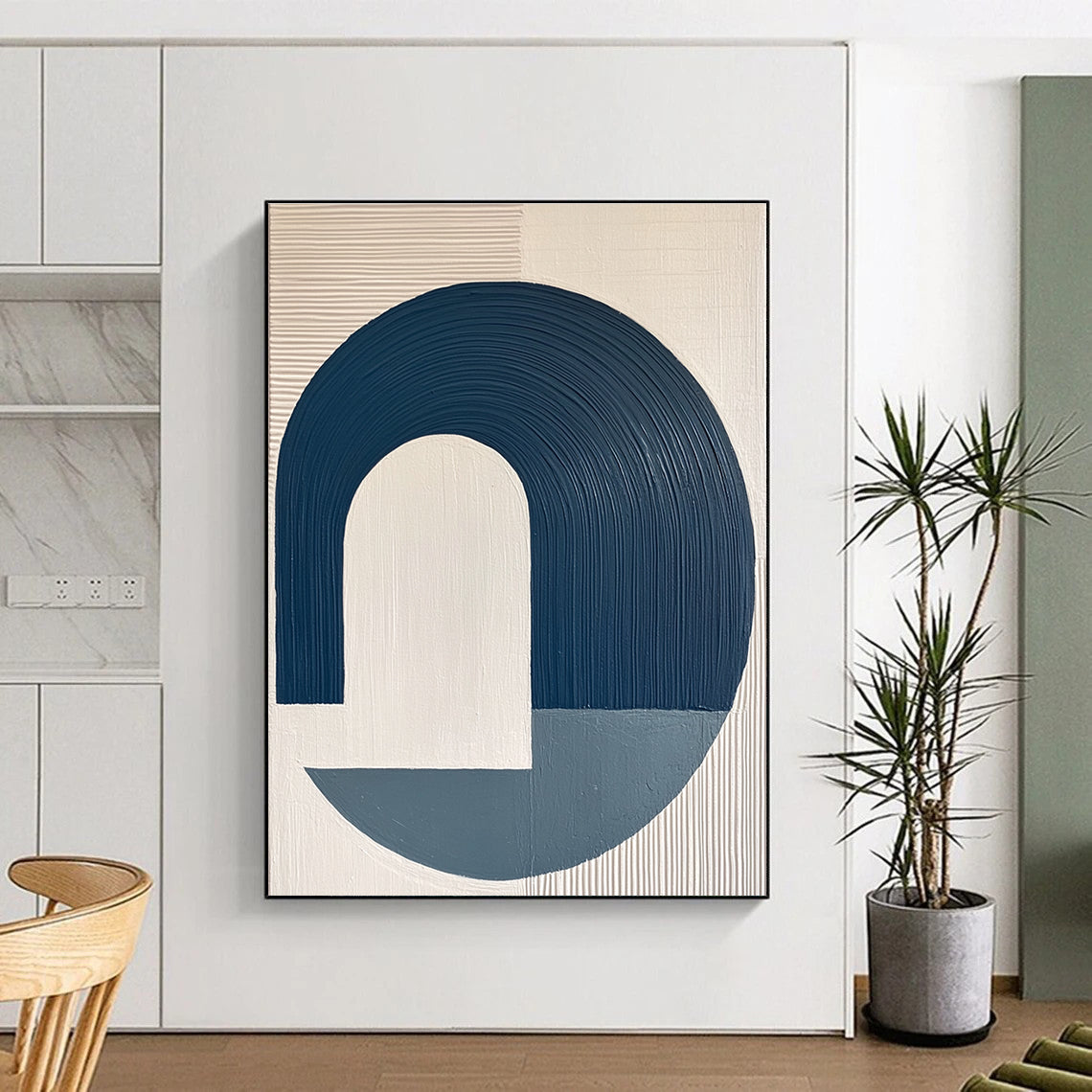 Blue and White Minimalist Geometric Abstract Art GER214