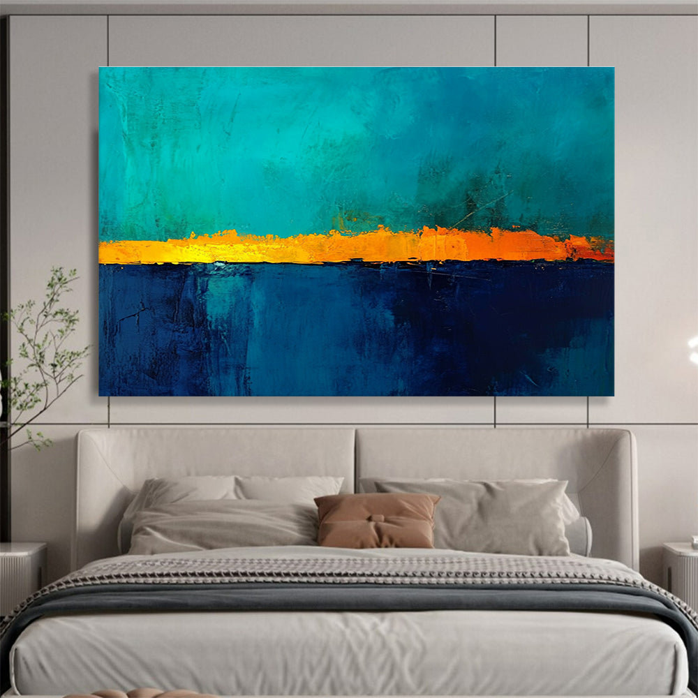 Blue and Orange Divided Abstract Painting DYP115