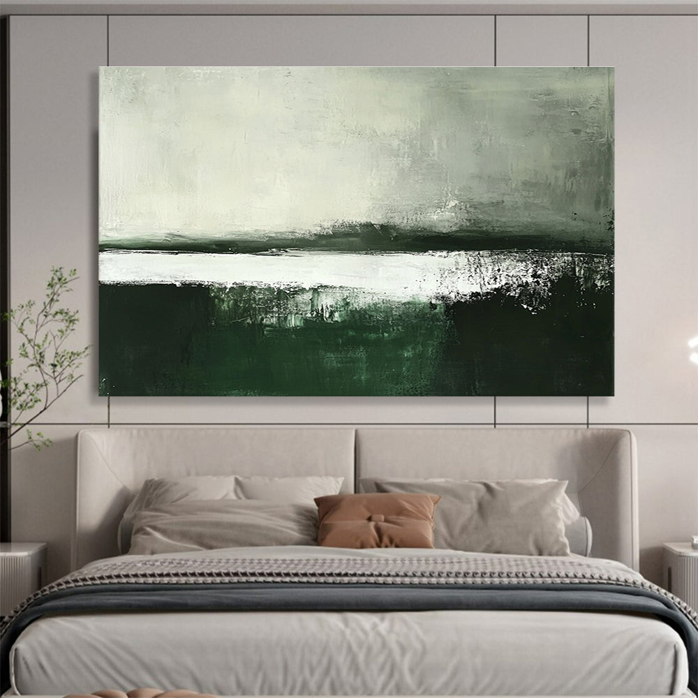 Green Gray and White Abstract Landscape Painting with Subtle Textures DYP215