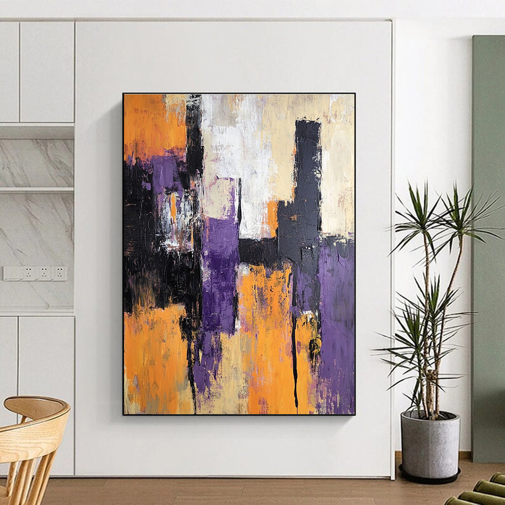 Purple and Orange Abstract Painting with Bold Strokes GER563