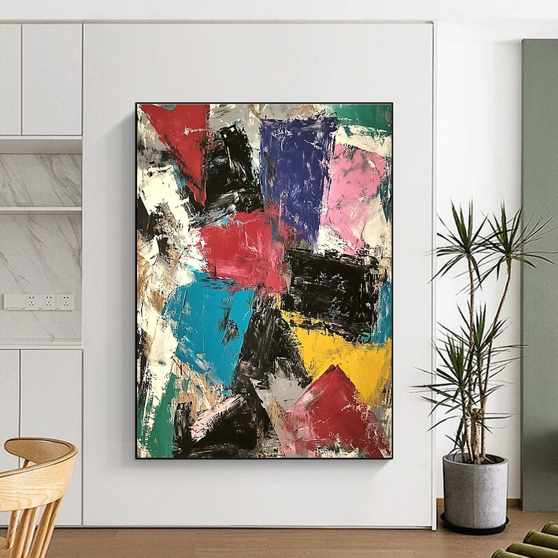 Multicolor Block Abstract Painting with Dynamic Composition GER749