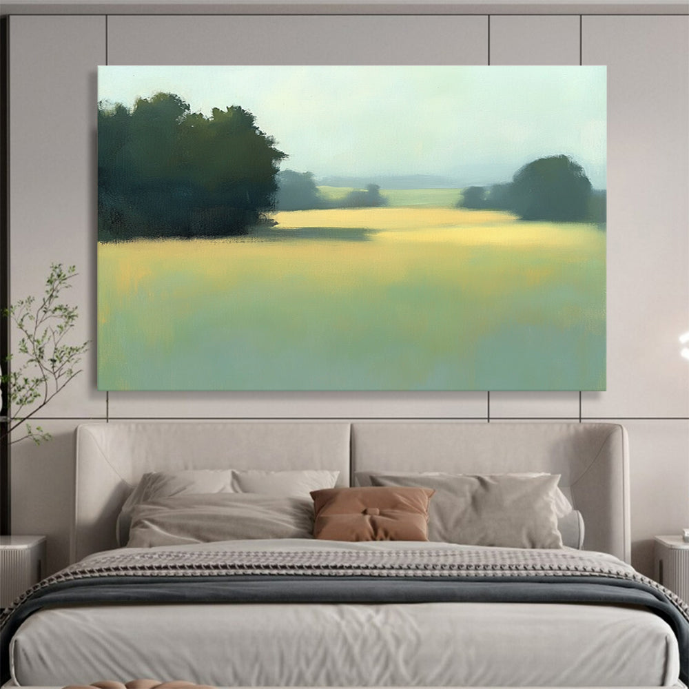 Soft Toned Misty Field Landscape Abstract Painting DYP091
