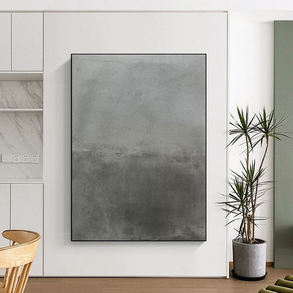 Gray Textured Abstract Painting with Subtle Layers ADGE520