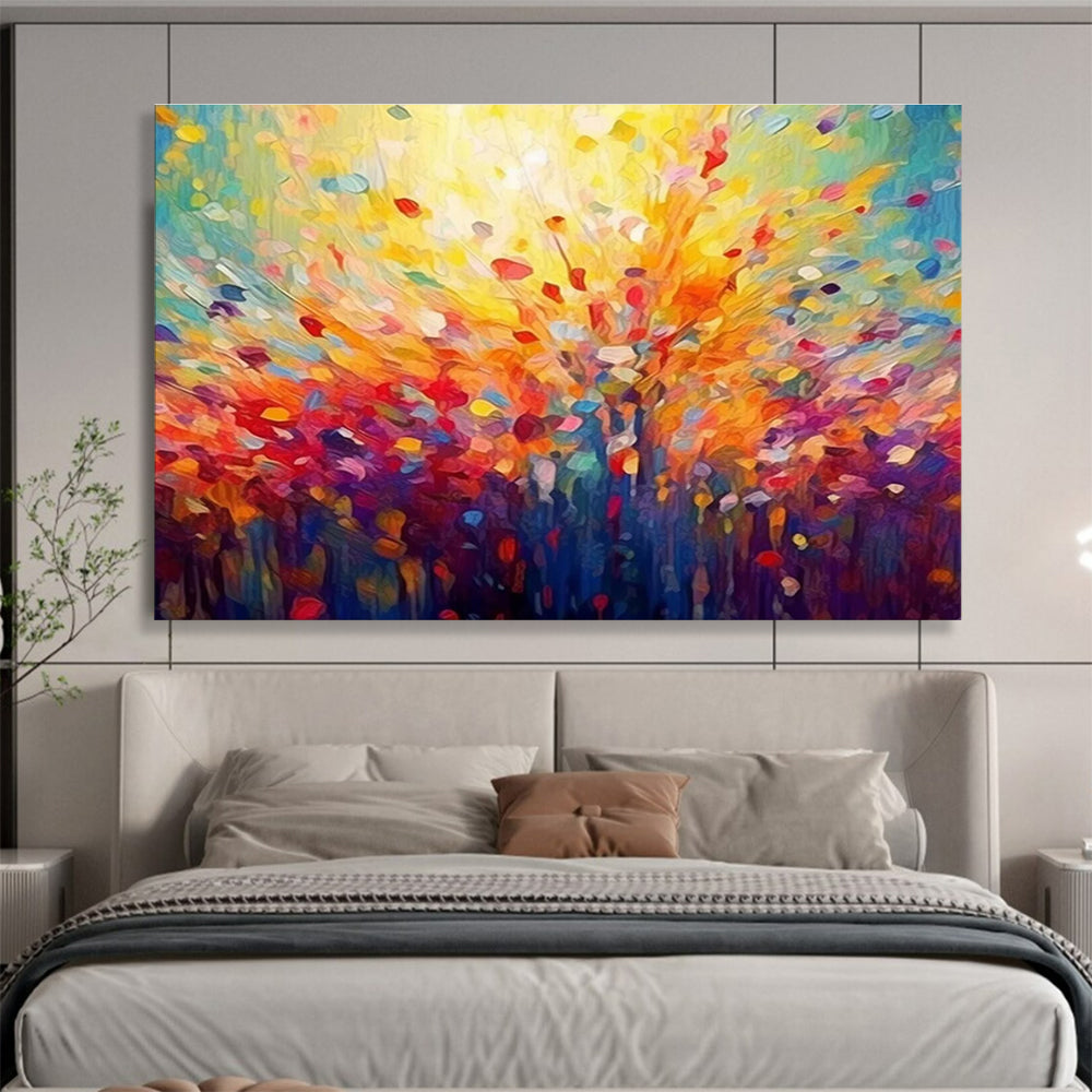 Radiant Tree Abstract Painting with Vivid Color Bursts THY290
